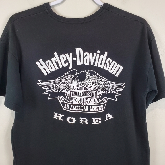 Vintage Harley Davidson Motorcycles WOLF SNARL Osan KOREA Black T Shirt M RARE - Picture 4 of 7